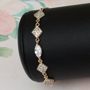 Rose Gold A-Bracelet with Marquise and Diamond Shape Crystals, XPAB0698